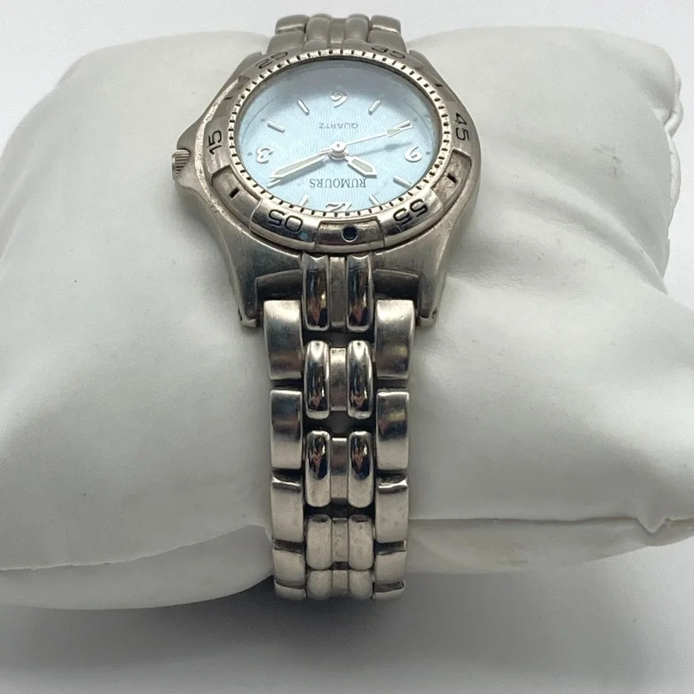Rumours Women's Watch 29mm Silver Tone Blue Textured Dial New Battery 7.25